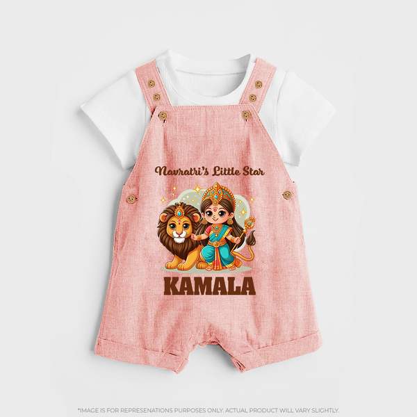 Navratri Little Star Goddess Dungaree - PEACH - 0 - 5 Months Old (Chest 18")