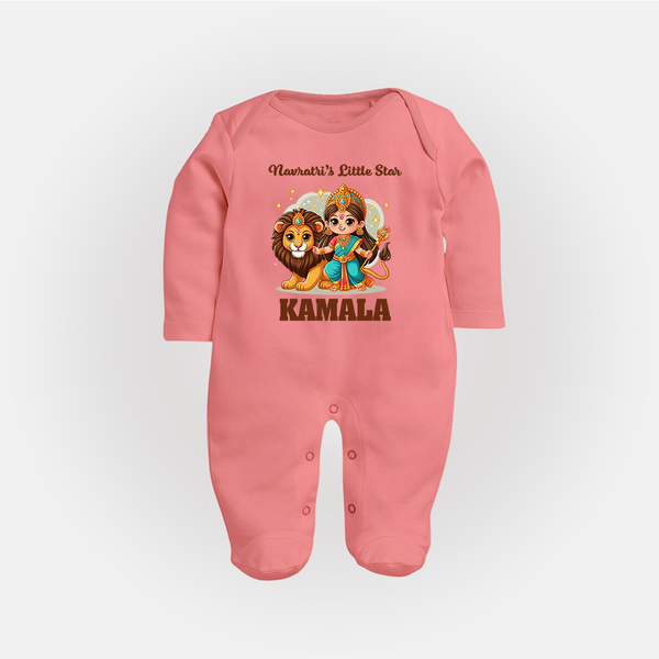 Navratri Little Star Goddess Full Body Suit - PEACH - New Born (Chest 7.5")