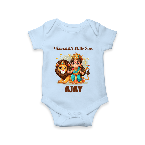 Navratri's Little Star Romper | Custom Baby Romper for Festival Celebration - BABY BLUE - New Born (Chest 14")
