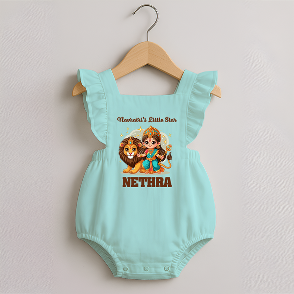 Navratri's Little Star Romper Frock | Custom Baby Romper Frock for Festival Celebration - MINT GREEN - 0 - 3 Months Old (Chest 19")