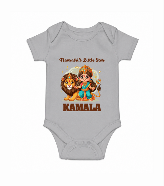 Navratri Little Star Goddess Romper - GREY - New Born (Chest 14")