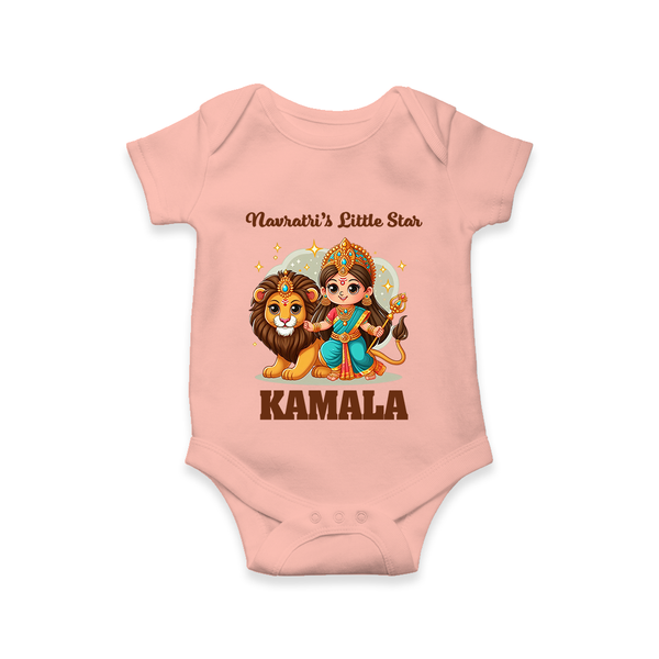 Navratri Little Star Goddess Romper - PEACH - New Born (Chest 14")