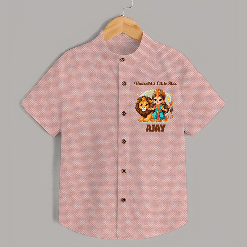 Navratri's Little Star Shirt | Custom Baby Shirt for Festival Celebration - PEACH - 0 - 6 Months Old (Chest 23")