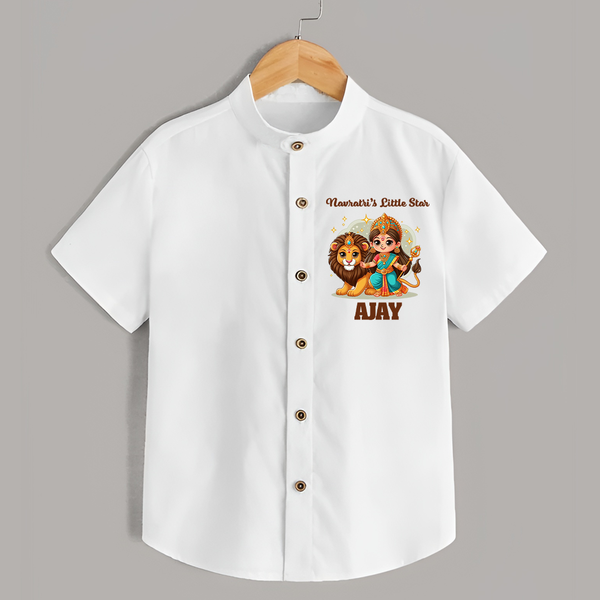 Navratri's Little Star Shirt | Custom Baby Shirt for Festival Celebration - WHITE - 0 - 6 Months Old (Chest 23")