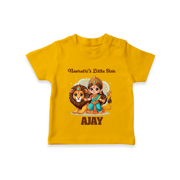 Navratri's Little Star Tshirt | Custom Baby Tshirt for Festival Celebration - CHROME YELLOW - 0-5 Months Old (Chest 17")