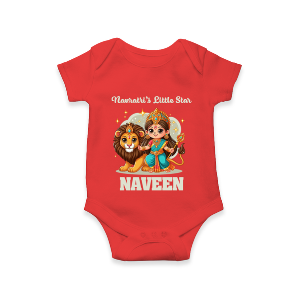 Navratri's Little Star Romper | Custom Baby Romper for Festival Celebration - RED - New Born (Chest 14")
