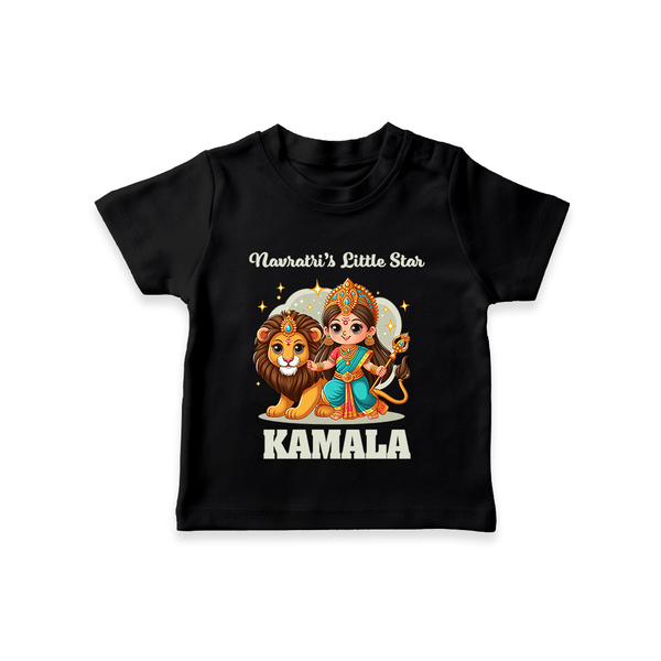 Navratri Little Star Goddess  T Shirt  - BLACK - 0-5 Months Old (Chest 17")
