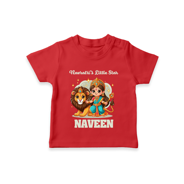 Navratri's Little Star Tshirt | Custom Baby Tshirt for Festival Celebration - RED - 0-5 Months Old (Chest 17")