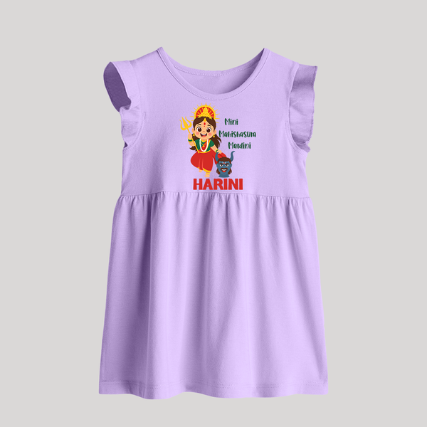 Mini Mahishasura Mardini Baby Frock | Personalized Baby Frock for Little Warrior - LILAC - 0 - 3 Months Old (Chest 17")