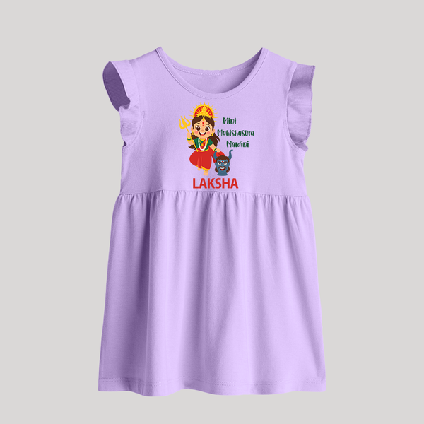 Mini Mahishasura Mardini Theme Baby Frock - LILAC - 0 - 3 Months Old (Chest 17")