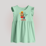 Mini Mahishasura Mardini Theme Baby Frock - MINT GREEN - 0 - 3 Months Old (Chest 17")