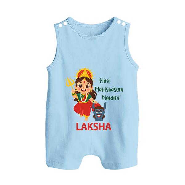 Mini Mahishasura Mardini Theme Button Romper - BABY BLUE - New Born (Chest 18")