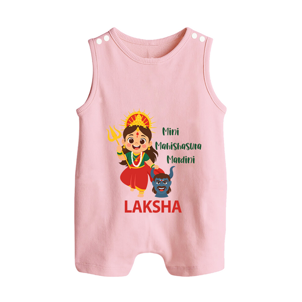 Mini Mahishasura Mardini Theme Button Romper - BABY PINK - New Born (Chest 18")