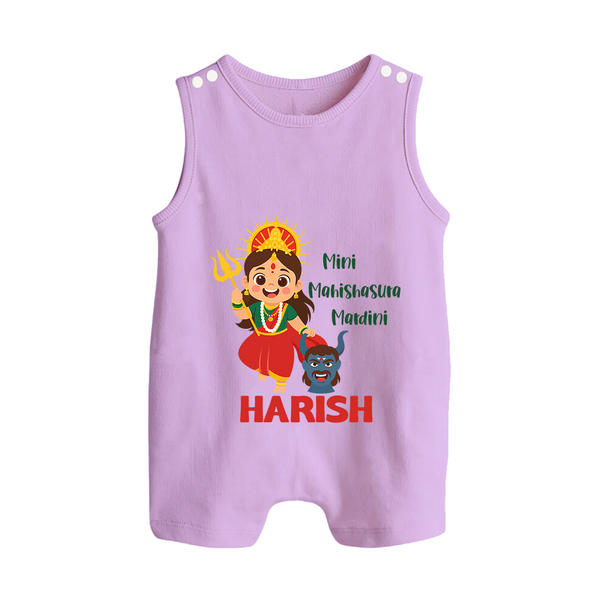 Mini Mahishasura Mardini Romper Suit / Sleeveless Romper | Personalized Baby Romper Suit / Sleeveless Romper for Little Warrior - LILAC - 0 - 5 Months Old (Chest 18")