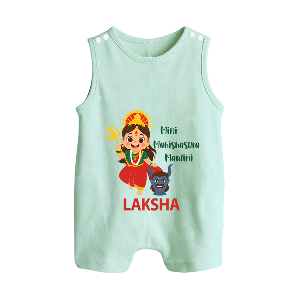Mini Mahishasura Mardini Theme Button Romper - MINT GREEN - New Born (Chest 18")