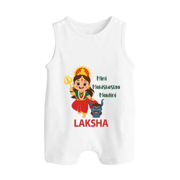 Mini Mahishasura Mardini Theme Button Romper - WHITE - New Born (Chest 18")
