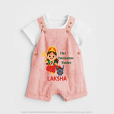 Mini Mahishasura Mardini Theme Dungaree - PEACH - 0 - 5 Months Old (Chest 18")