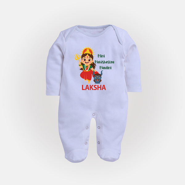Mini Mahishasura Mardini Theme Full Body Suit - BABY BLUE - New Born (Chest 7.5")