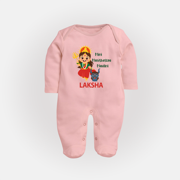 Mini Mahishasura Mardini Theme Full Body Suit - BABY PINK - New Born (Chest 7.5")