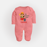 Mini Mahishasura Mardini Theme Full Body Suit - PEACH - New Born (Chest 7.5")