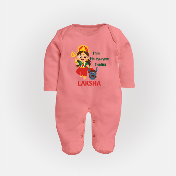 Mini Mahishasura Mardini Theme Full Body Suit - PEACH - New Born (Chest 7.5")
