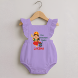 Mini Mahishasura Mardini Theme Romper Frock - LILAC - 0 - 3 Months Old (Chest 19")