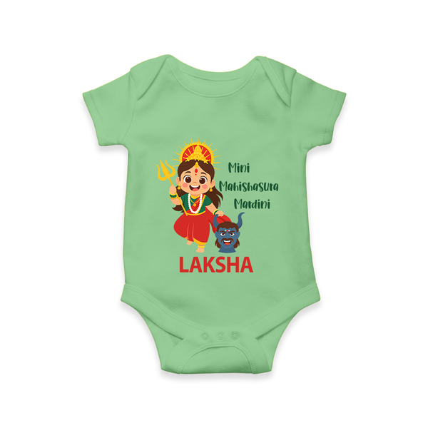 Mini Mahishasura Mardini Theme Romper - GREEN - New Born (Chest 14")