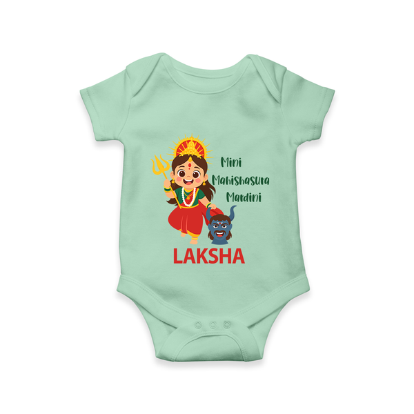 Mini Mahishasura Mardini Theme Romper - MINT GREEN - New Born (Chest 14")