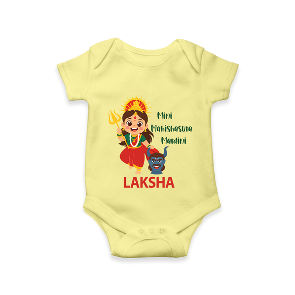 Mini Mahishasura Mardini Theme Romper - PASTEL YELLOW - New Born (Chest 14")