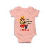 Mini Mahishasura Mardini Theme Romper - PEACH - New Born (Chest 14")