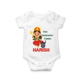 Mini Mahishasura Mardini Romper | Personalized Baby Romper for Little Warrior - WHITE - New Born (Chest 14")