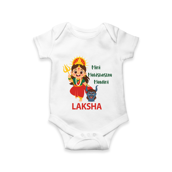 Mini Mahishasura Mardini Theme Romper - WHITE - New Born (Chest 14")