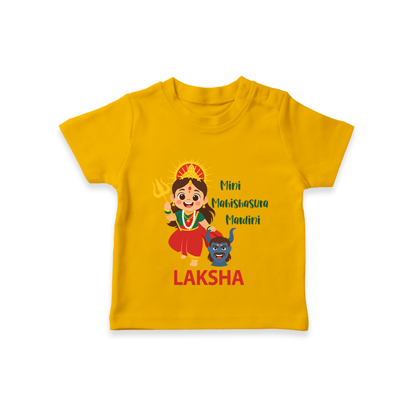 Mini Mahishasura Mardini Theme  T Shirt  - CHROME YELLOW - 0-5 Months Old (Chest 17")