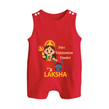 Mini Mahishasura Mardini Theme Button Romper - RED - New Born (Chest 18")