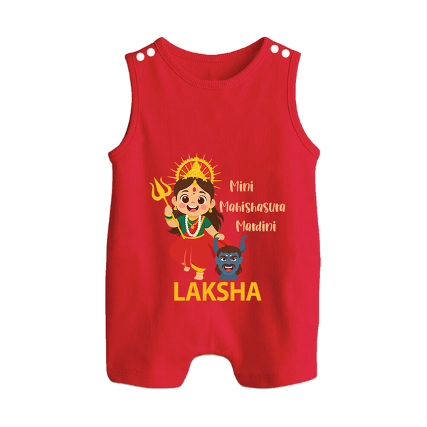 Mini Mahishasura Mardini Theme Button Romper - RED - New Born (Chest 18")