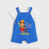 Mini Mahishasura Mardini Theme Dungaree - COBALT BLUE - 0 - 5 Months Old (Chest 18")