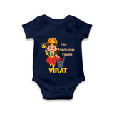 Mini Mahishasura Mardini Romper | Personalized Baby Romper for Little Warrior - NAVY BLUE - New Born (Chest 14")