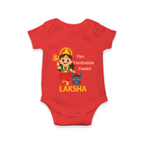 Mini Mahishasura Mardini Theme Romper - RED - New Born (Chest 14")
