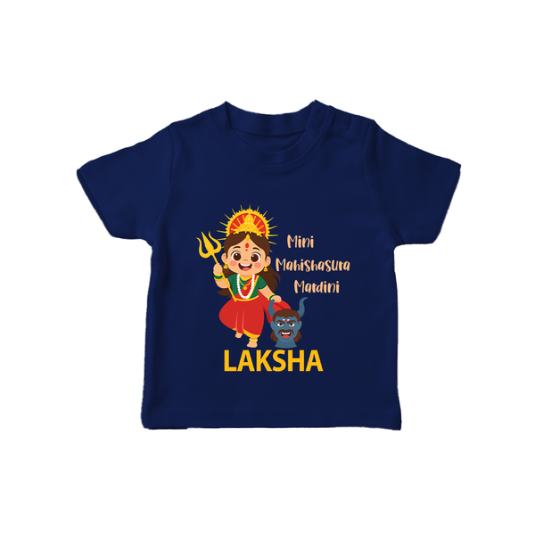 Mini Mahishasura Mardini Theme  T Shirt  - NAVY BLUE - 0-5 Months Old (Chest 17")