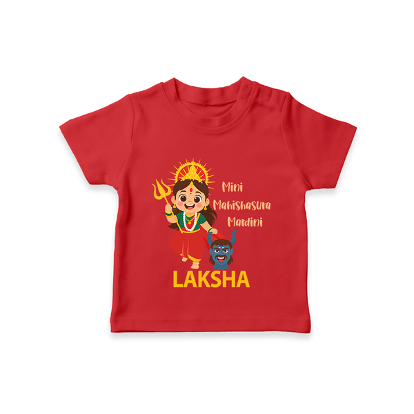 Mini Mahishasura Mardini Theme  T Shirt  - RED - 0-5 Months Old (Chest 17")