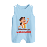 Chhoti Durga Devotional Button Romper - BABY BLUE - New Born (Chest 18")