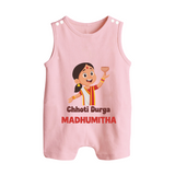 Chhoti Durga Devotional Button Romper - BABY PINK - New Born (Chest 18")