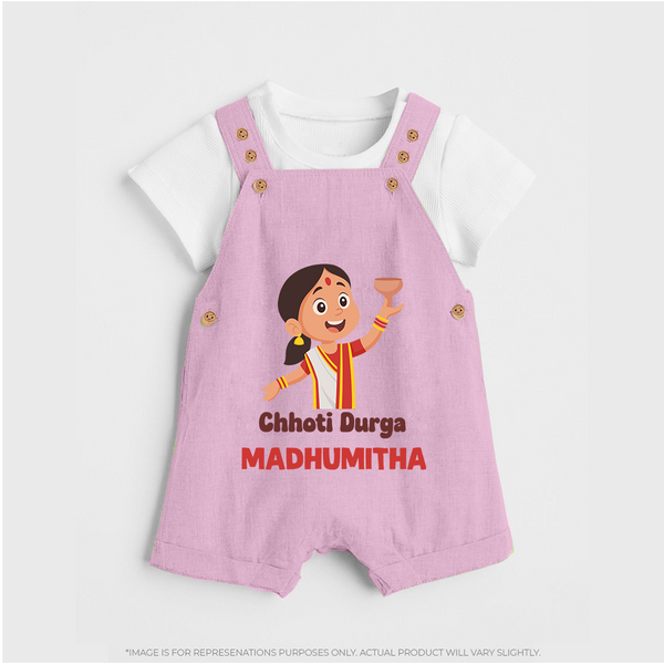 Chhoti Durga Devotional Dungaree - BABY PINK - 0 - 5 Months Old (Chest 18")