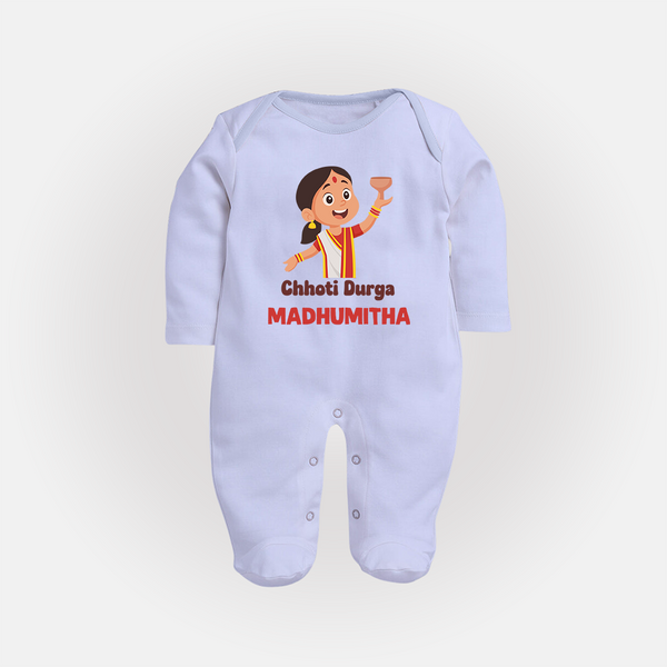 Chhoti Durga Devotional Full Body Suit - BABY BLUE - New Born (Chest 7.5")