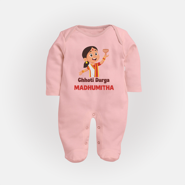 Chhoti Durga Devotional Full Body Suit - BABY PINK - New Born (Chest 7.5")