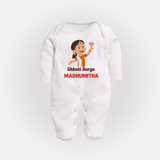 Chhoti Durga Devotional Full Body Suit - WHITE - New Born (Chest 7.5")