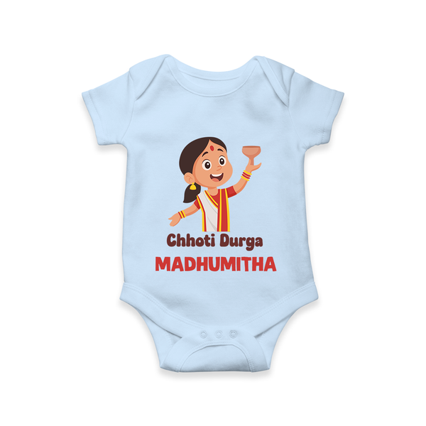 Chhoti Durga Devotional Romper - BABY BLUE - New Born (Chest 14")