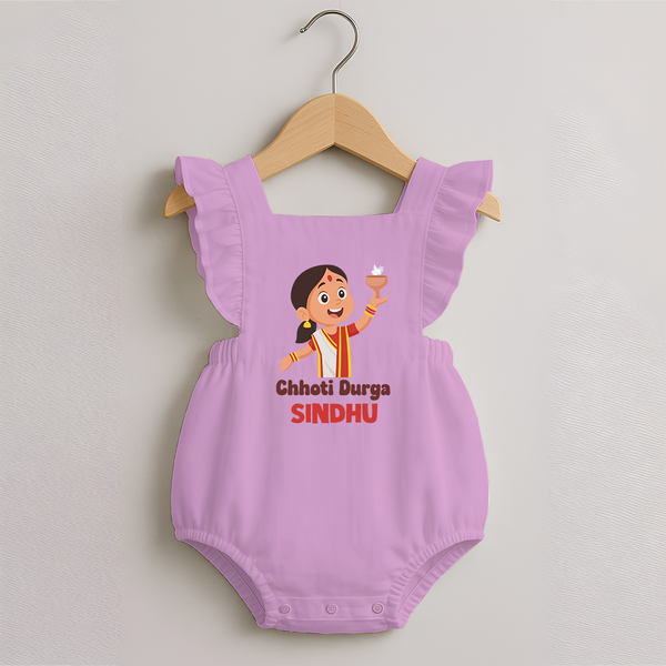 Chhoti Durga Romper Frock | Custom Baby Romper Frock for Navratri Festivities - BABY PINK - 0 - 3 Months Old (Chest 19")
