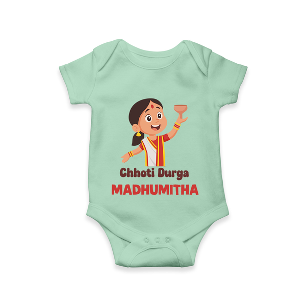 Chhoti Durga Devotional Romper - MINT GREEN - New Born (Chest 14")