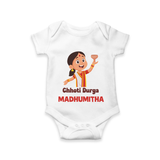 Chhoti Durga Devotional Romper - WHITE - New Born (Chest 14")